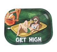 Wise Skies Metal Rolling Tray - Industrial/Character-Themed, Green Smoking Accessory Tray