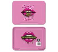 Wise Skies Metal Rolling Tray Smoking Accessories Characters Rolling Papers Rolling Tip Small (Baked Babes)
