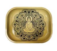 Wise Skies Metal Rolling Tray Smoking Accessories Characters Rolling Papers Rolling Tip Small (Golden)