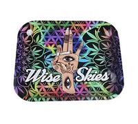 Wise Skies Metal Rolling Tray Smoking Accessories Characters Rolling Papers Rolling Tip Small (Hand Design - Large)