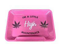 Wise Skies Metal Rolling Tray Smoking Accessories Characters Rolling Papers Rolling Tip Small (High Maintenance Pink)