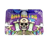 Wise Skies Metal Rolling Tray Smoking Accessories Characters Rolling Papers Rolling Tip Small (High Till I Die)