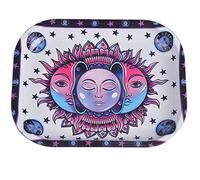 Wise Skies Metal Rolling Tray Smoking Accessories Characters Rolling Papers Rolling Tip Small (Hippy - Small)