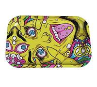 Wise Skies Metal Rolling Tray Smoking Accessories Characters Rolling Papers Rolling Tip Small (Psychedelic - Big)
