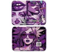 Wise Skies Metal Rolling Tray Smoking Accessories Characters Rolling Papers Rolling Tip Small (Purple Buzz)