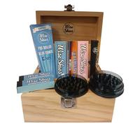 Wise Skies Natural Ashwood Rolling Box Gift Set Papers Tips Crusher Tube