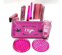 Wise Skies Pink High Maintenance Rolling Tray Set Choose Your Crusher Rolling Papers Tips Cone Holder Pre-Rolled V-Holder (90mm Set)