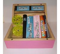 Wise Skies Pink Wooden Rolling Box Gift Set Papers Tips Crusher Tube