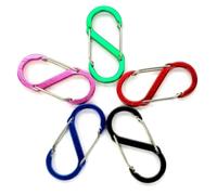 Wise Skies S-Shape Carabiner 60mm - Aluminium Double-Clip Spring Snap Hook for Keys, Bags & Outdoor Gear - Lightweight Dual Gate Karabiner in Multiple Colours & Pack Sizes (Red, 1)