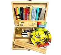 Wise Skies Ultimate Natural Rolling Box Gift Set Ashtray Rolling Papers Tips Crusher Accessories