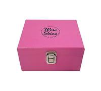 Wise Skies Wooden Rolling Box - Boxes with Hinged Lids Rolling Tray Storage (Mini Pink)
