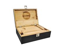 Wise Skies Wooden Rolling Box - Boxes with Hinged Lids Rolling Tray Storage (X - Large - Black)