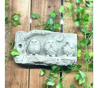 Wise Three Owl Stone Cast Wall Plaque