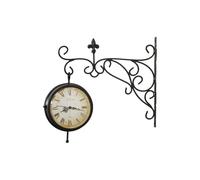 WiseAccordio Black Outdoor Clock & Thermometer - Double-Sided, Antique-Style, Weatherproof Wall Clock for Garden, Patio & Porch Waterproof outdoor clock,Station clock,Retro Dial Wall Clock