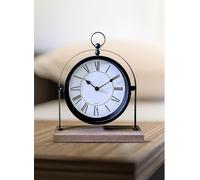 WiseAccordio Country Style Black Mantel Clock, Lightweight Table Clock, Suitable for Living Room, Bedroom, Office - H31cm