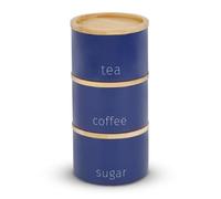 WiseAccordio Set of 3 Kitchen Navy Stacking Canisters Tea Coffee Sugar Canisters with Air Tight Lid,Kitchen Storage Jars Set, Navy Air Tight Kitchen Canisters