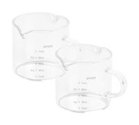 Wisebom 2 PCS Glass Measuring Cup, Transparent Heat Resistant Espresso Measuring Cup with Double Spouts, Double Mouthed Ounce Cup, Coffee Shot Glasses with Handle for Tea Bar DIY Making