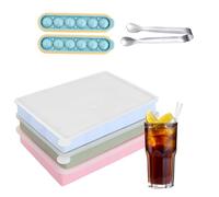 Wisebom 5 Pieces Ice Cube Trays, Silicone Ice Cube Moulds Silicone Freezer Moulds Large Ice Cube Tray with Removeable Lids and Ice Tongs for Whiskey Cocktail Drinks