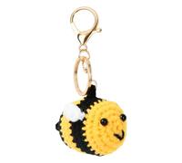Wisebom Crochet Bumble Bee Keychain - 3D Braided Plush Bee Pendant for Bag, Car, Purse - 5x7cm (Yellow)