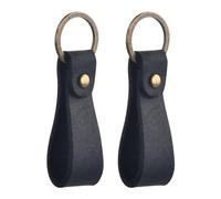 Wisebom Genuine Leather Keychain Vintage Keyring Strap, 2Pcs Cowhide Car Key Fob Holder, Universal Home Key Lanyard with Anti-Lost Copper Loop Zipper Puller for Men Women (Black)