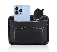 Wisebom Luxury Car Seat Organizer, Black PU Leather Storage Pocket, Multifunctional Car Storage Pocket Pouch for Mobile Phone Pen Key Coin Card