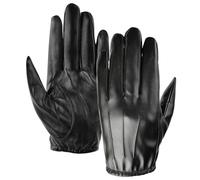 Wisebom Men's Leather Gloves - Winter Warm PU Leather, Coral Fleece Inner, Vintage Classic Black Full Finger Gloves for Cold Weather, Outdoor Driving (M)