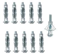 Wisebom Metal Cavity Dowels M6 x 52 mm Galvanised Hollow Wall Dowels Heavy Duty Cavity Anchors, Pack of 10 Metal Expansion Dowels for Fixings in Plasterboard