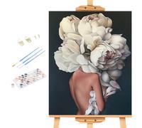 Wisebom Painting by Numbers Kits, 40x50cm Girl and Flowers Modern Paint by Numbers on Canvas Frameless, DIY Oil Painting Set with Brushes Acrylic Pigment for Adults Beginner
