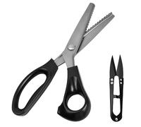 Wisebom Pinking Shears with Thread Cutter, Stainless Steel Zig Zag Scissors Set with Comfort Grip Handle, 9inch Serrated Scissors 5mm Razor Sharp Teeth for Dressmaking Sewing Tailoring
