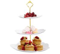 Wisebom Plastic Cake Stand with 3 Tiers, White Cake Stand, Fruit Cupcake Holder, Round Serving Tower, 6/8/10 Inch Dessert Plate for Wedding, Birthday, Party Decoration
