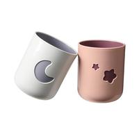 Wisebom Plastic Toothbrush Cup, Bathroom Cups, Moon and Stars Bathroom Rinsing Wash Tooth Mug, 2 Pcs Plastic Toothbrush Tumbler Cups, Reusable, for Travel Camping Bathroom Tidy Bathroom Accessories