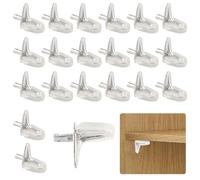 Wisebom Shelf Brackets Supports Shelf Support Pin, Pack of 20 Transparent Shelf Support Plastic with Steel Pin, 3 mm Glass Shelf Support Shelves Holder for Cupboard Bookshelf