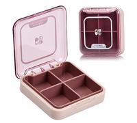 Wisebom Small Pill Box Organizer Mini Travel Medicine Storage Case, BPA Free Portable Tablet Container Holder Moistureproof, 4 Large Capacity Compartments for Vitamins Supplements (Pink)