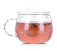 Wisebom Tea Glass with Lid and Strainer 350ml, All-in-One Borosilicate Tea Glasses with Handle Heat Resistant Tea Cup Glass for Loose Leaf Tea Drinks Ice Coffee Tea Bags