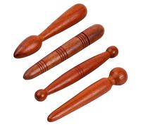 Wisebom Wooden Massage Stick Set - 4 Pcs Acupressure and Reflexology Tools for Skin Care, Cone Thai Relaxation Trigger Point Massage for Head, Face and Body