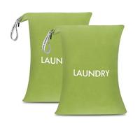 WiseBoy Laundry Bag, 2 Pieces Travel Dirty Laundry Bags with Zipper, Waterproof Laundry Bags, Laundry Storage Bag for Holiday Travel, Camping, Home Storage, Women Men, 60cmx45cm, Green, 23.6 inches x