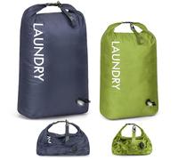WiseBoy Travel Laundry Bag 2 Pack, Compression Laundry Bag for Dirty Clothes, Waterproof Wet Dry Bag, Pump-Free Space Saving Organizer for Suitcase Packing, Gym, Swim, Camping (Navy Blue & Green)