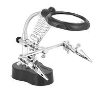 Wisecoco Helping Hands Magnifier Soldering Station, Glass Stand Third Hand Solder Auxiliary Clamp with LED Flashlight & Alligator Clips for Crafting, Welding, Jewelry