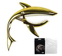 Wisecoco Shark Capo, Acoustic Guitar Shark Capo, Zinc Alloy Tone Clip Elastic Soft for Acoustic Guitar Ukulele Mandolin Banjo Gold