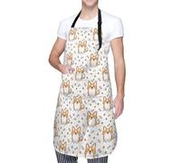 Wisedeal Dog Paw Puppy Waterproof Bib Apron with 2 Pockets, Adjustable Kitchen Chef Apron for Men Women Cooking Grooming Bbq, Corgi Dog, One Size