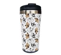 Wisedeal French Bulldog Puppy Travel Coffee Mug with Filp Lid, Stainless Steel Insulated Tumbler Cup 14 Oz, Holiday Birthday Christmas Gift for Men Women Dad Mom Sister Friend Bestie Dog Lover