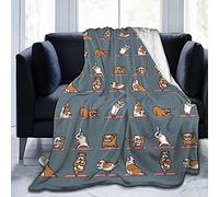 Wisedeal Men's English Bulldog Yoga Exercise Funny Fleece Blanket, Soft Cozy Easy All Season Anti Pilling Flannel Throw Blanket, Novelty Birthday Thanksgiving for Family, 60X50 Inches