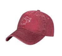 Wisedeal Women's Cute Cat Butt Hat for Cat Lover, Vintage Distressed Adjustable Washed Baseball Cap for Men Women, Red, One Size
