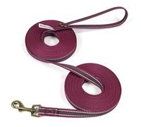 Wisedog Burgundy 15m Reflective Long Line Lead for Dogs - Lightweight Dog Leads with Strong Grip Anti-Slip Rubbers - Extra Long Leash for Indoor and Outdoor Activities