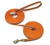 Wisedog Orange 15m Reflective Long Line Lead for Dogs - Lightweight Dog Leads with Strong Grip Anti-Slip Rubbers - Extra Long Leash for Indoor and Outdoor Activities