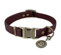 Wisedog Waterproof Dog Collar for Medium Dogs - Quick Release Buckle, Adjustable Rubber Puppy Collar, Easy to Clean with Cute Tag for Outdoor Use, Brown(M:12"-18")