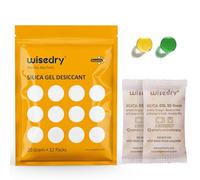 wisedry 20 Gram [12PACKS] Rechargeable Silica Gel Desiccant Packets Desiccant Bags Orange to Green indicating for Air Dryer Food Grade