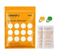 wisedry 50 Gram [10 Packs] Silica Gel Desiccant Sachets Microwave Fast Reactivate Desiccant Bags with Indicating Beads for Closet Gun Safes Bathroom Food Grade