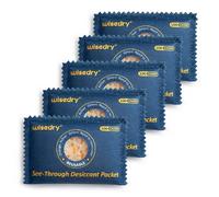 Wisedry See-Through Silica Gel Packets [5 x 100g], Color-Indicating Desiccant Packs for Storage, Reusable Safe Dehumidifier, Heat Resistant Dehumidifier Bags