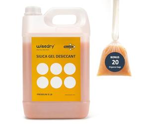 wisedry Silica Gel Desiccant Beads Bulk Reusable with Color Indicating Orange to Green Bead Size 2-4 mm Rechargeable with 20 Pcs Organza Drawstring Bags - 3,6 kg [ 8 LBS ]